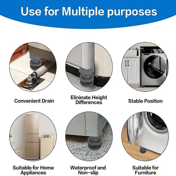 Washing Machine Vibration Pads, Floor Trays, Refrigerator Stand (4 Pcs Set)