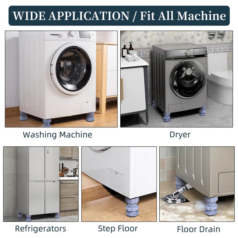 Washing Machine Vibration Pads, Floor Trays, Refrigerator Stand (4 Pcs Set)