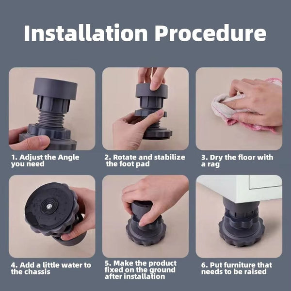 Washing Machine Vibration Pads, Floor Trays, Refrigerator Stand (4 Pcs Set)